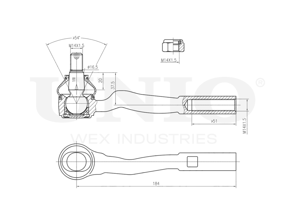 Наконечник рулевой левый UNIO SSP-10115
