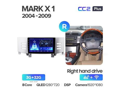 Магнитола Teyes CC2 Plus 3-32 Toyota Mark X X120 1 (правый руль) 2004-2009 9.0"