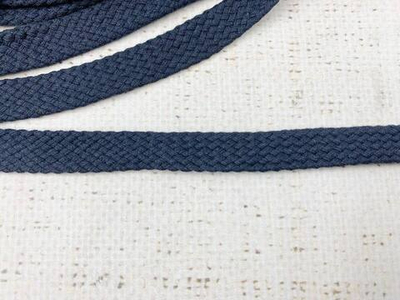 Шнур плоский х/б, ш. 10 мм, турецкое плетение, тёмно-синий