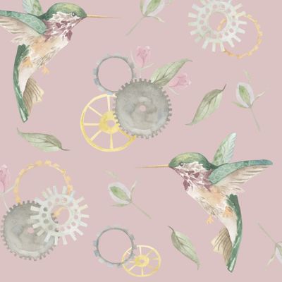 Колибри розовый фон