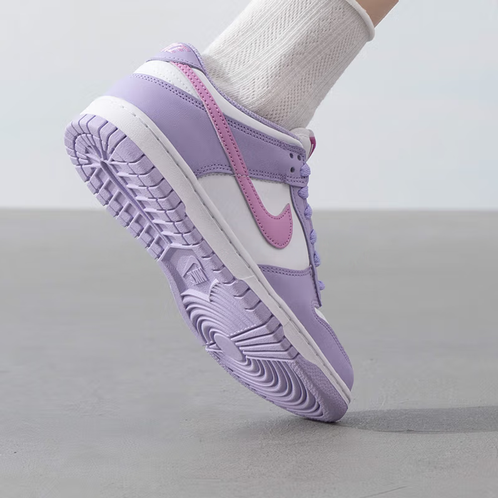 Nike Dunk Synthetic Leather Low top Skateboard Shoes Purple White Unisex