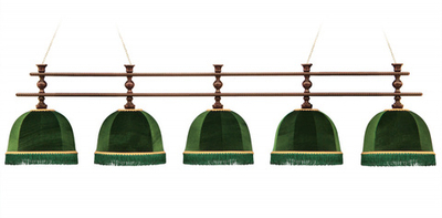 Лампа Аристократ-Люкс 2 5пл. ясень (№2,бархат зеленый,бахрома желтая,фурнитура золото)