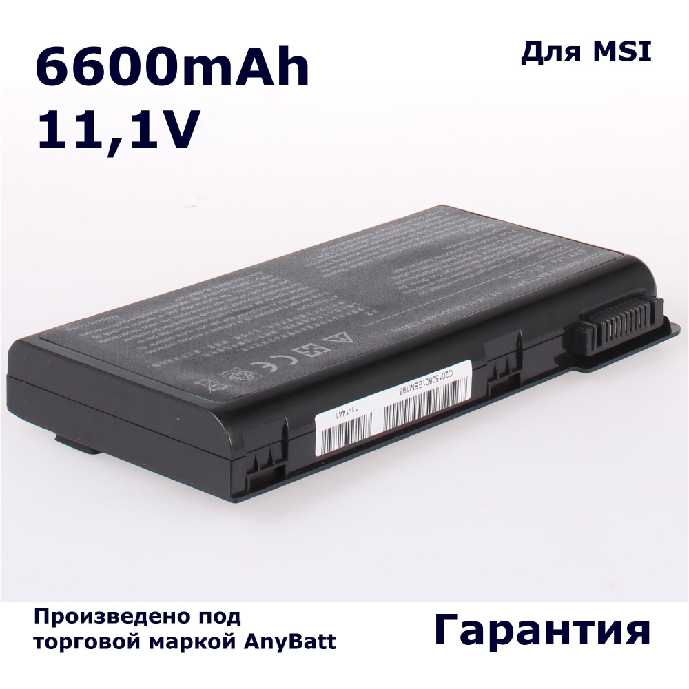 Аккумулятор AnyBatt 6600mAh, для CR720 MS-1734 CX610 CR643-029 Megabook CX620 MS-1731 A6005 CR643-024 CR700 CX500 CX620-050 CR630 CX600 CX705MX
