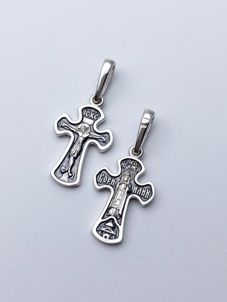 Крест из серебра/Чернение/С подвижным ухом/Корнилий