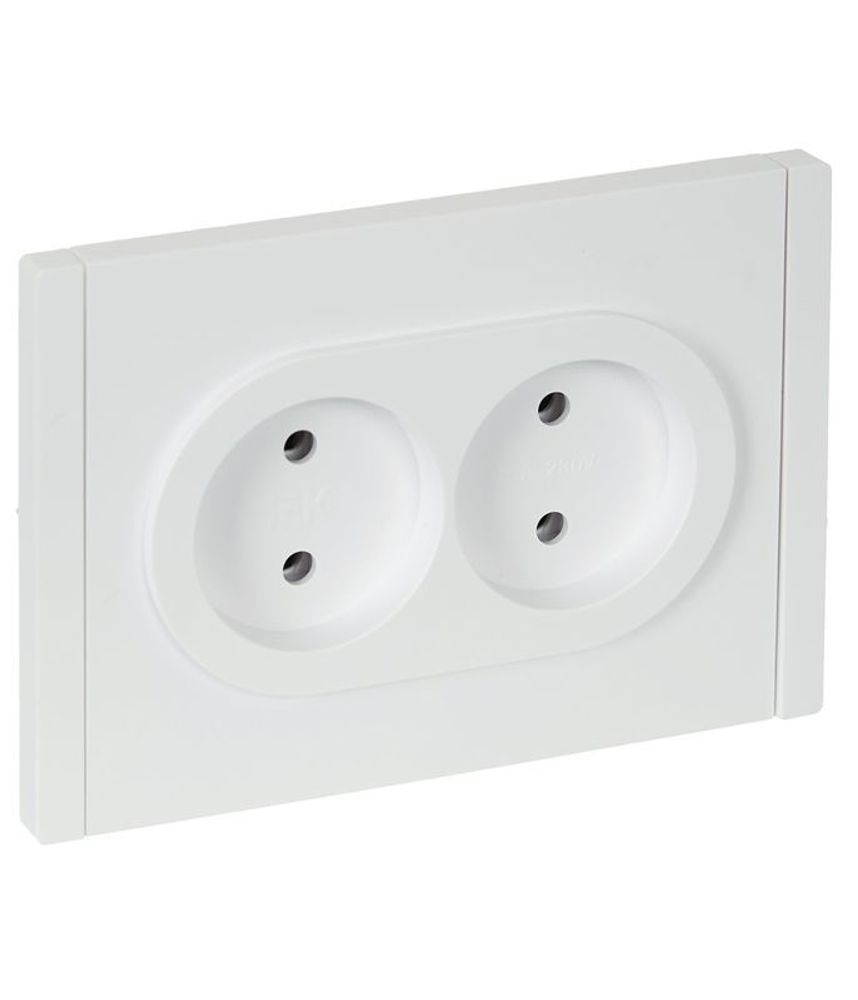Розетка 2-м СП FORTE&amp;PIANO FP226 10А без заземл. без защ. шторок безвинт. крепл. бел. IEK FP-R20-10-1-K01