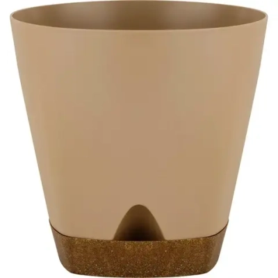 Горшок для цветов InGreen WOOD D250мм 8л с прикорневым поливом молочный шоколад/бук