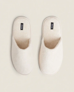 ZARA HOME ТАПОЧКИ ИЗ МАХРОВОЙ ТКАНИ, ПЕСОЧНЫЙ