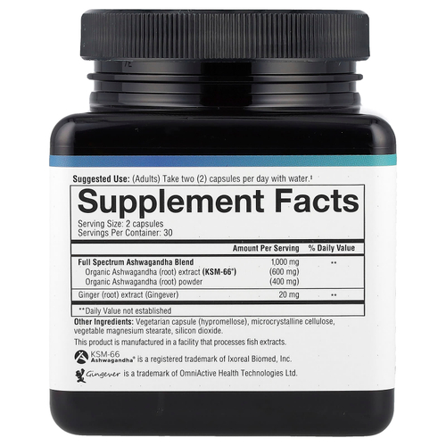 Youtheory, ашваганда, 500 мг, 60 вегетарианских капсул