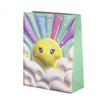 Пакет подарочный бумажный Alingar, (L+) 26х32х10 см, вертикальный, "Радуга и облачка", матов. ламинация, тиснение голография, эффект 3D, ассорти