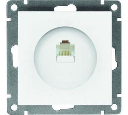 Розетка компьютерная одноместная "UNIVersal" серия "Афина", с/у, 1А, RJ45, белая (еврослот) (HU2310)