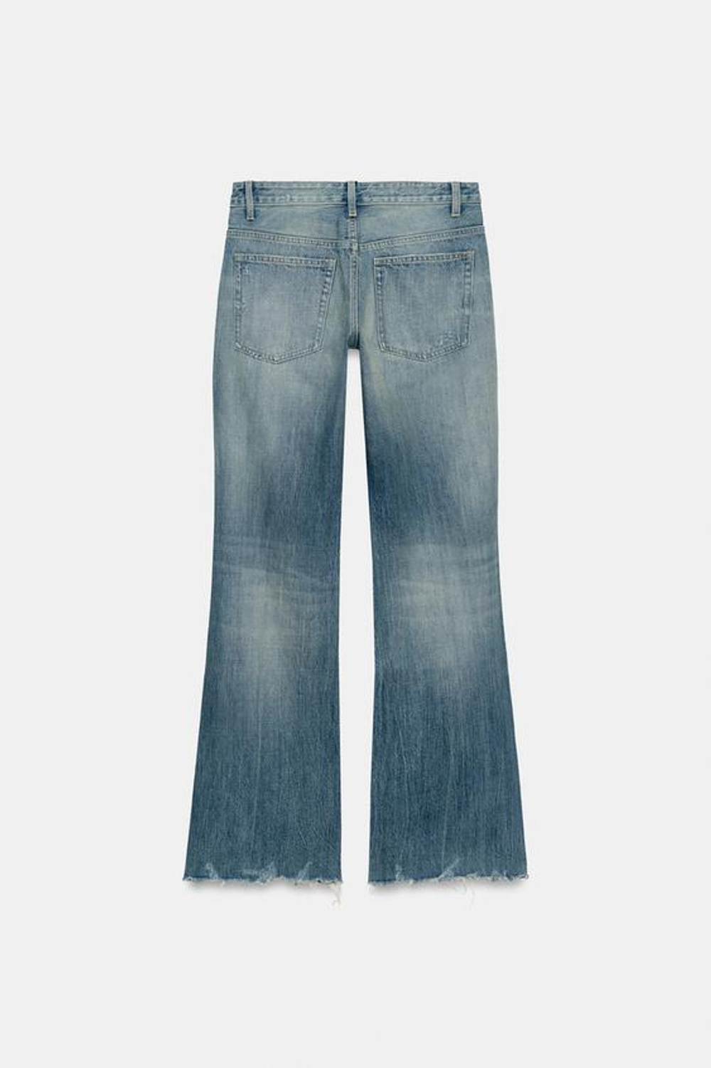 ZARA ДЖИНСЫ TRF FLARE С РАЗРЕЗАМИ И СРЕДНЕЙ ПОСАДКОЙ, СИНИЙ