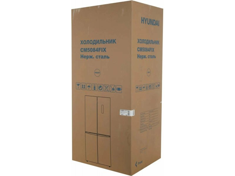 Холодильник трехкамерный Hyundai CM5084FIX Side by Side нержавеющая сталь