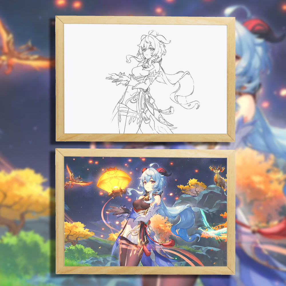 Светильник в рамке "Genshin Impact / Геншин" 22,5х17,5 см