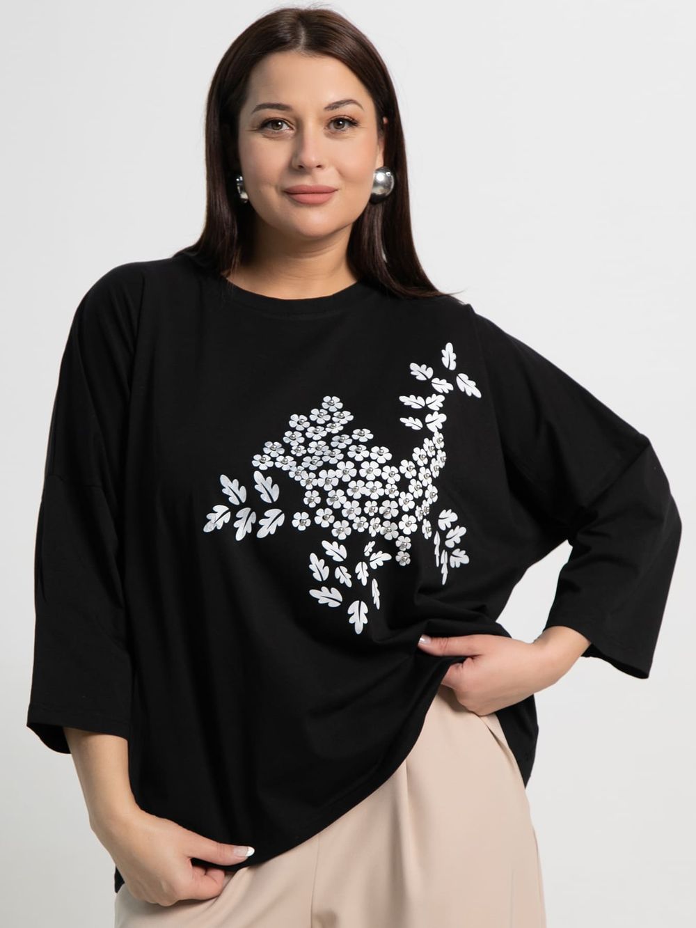 Блуза Ромашка (черная) Б15384-24М LT Collection