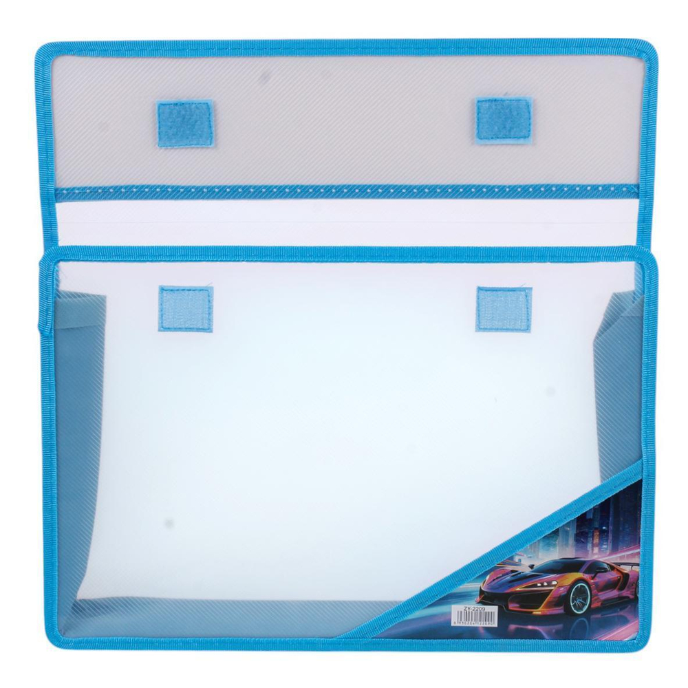 Папка А4 на кнопке, прозрачный пластик, дизайн на уголке, 50мм, микс 12 дизайнов