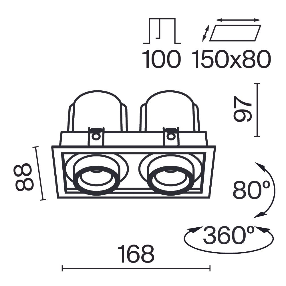 Встраиваемый светильник Technical DL095-02-10W3K-W