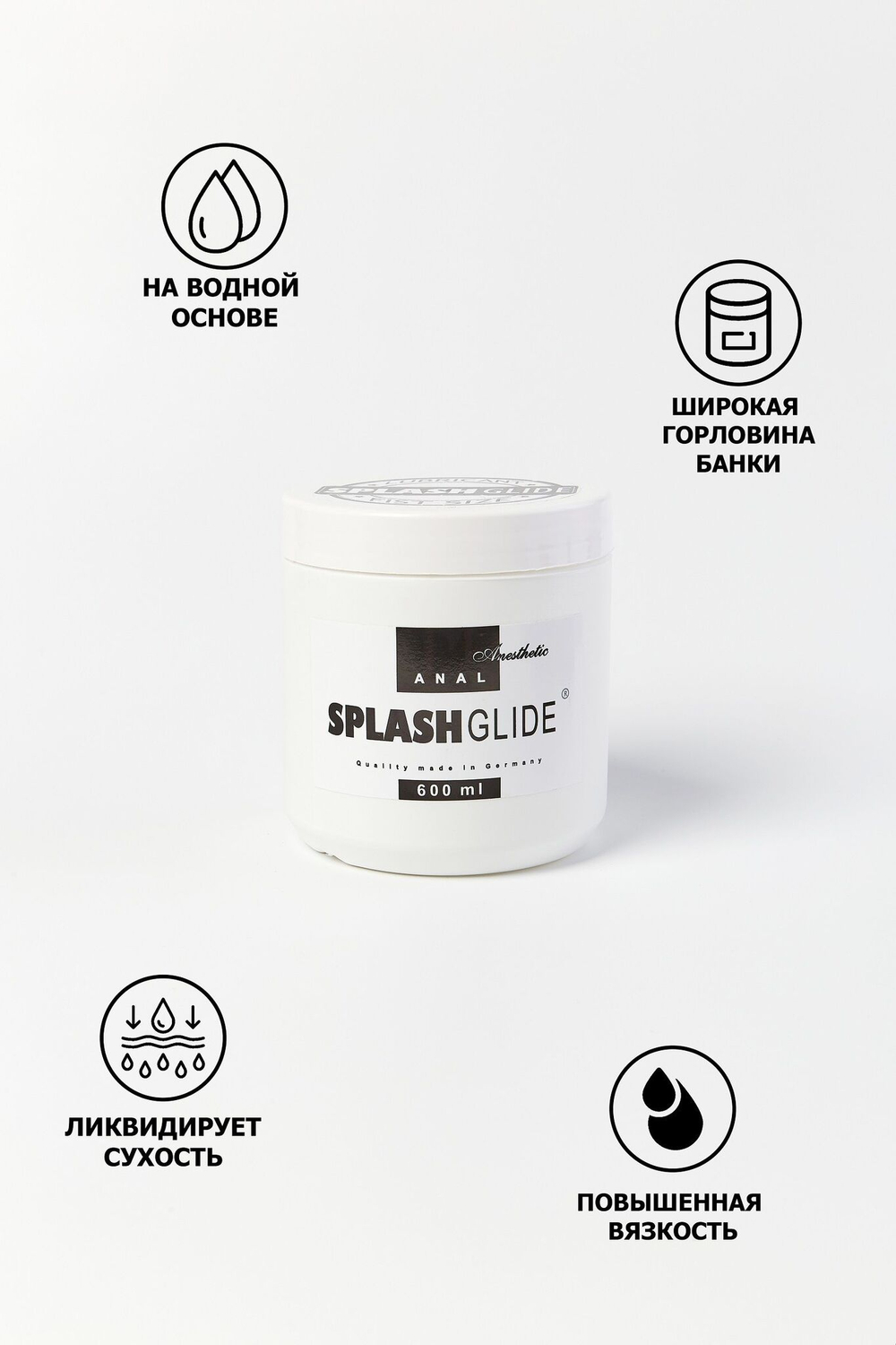 Анальный лубрикант Splashglide Anal Anesthetic – 600 мл, водная основа