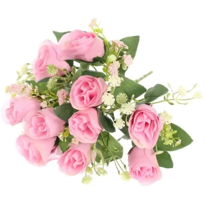 Искусственные цветы «Букет роз» 32см 10 цветков розовые