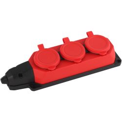 Колодка ЭРА K-3e-RED-IP44 каучуковая с заземлением 3 розетки 16A IP44 красная | Колодки