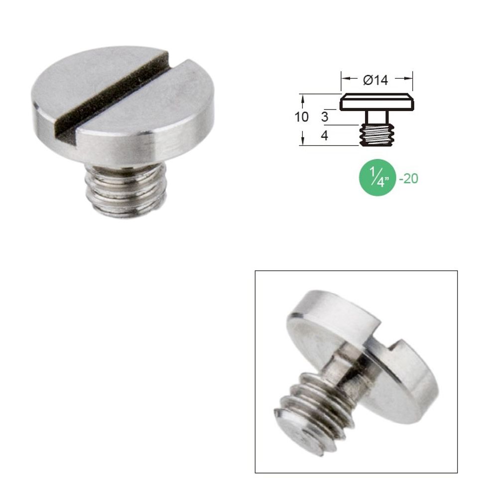 KUPO KS-167 1/4"-20-14X10 Camera Screw W/ Flat Head &amp; Slotted Drive. Винт