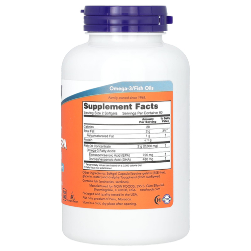 NOW Foods, Super Omega, рыбий жир с ЭПК, 120 капсул