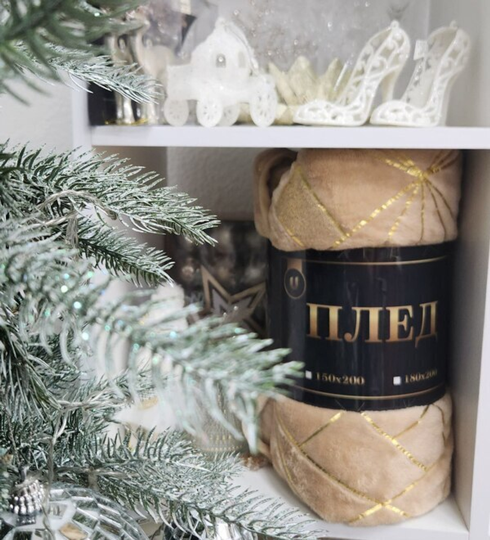 Плед 180*200см «LuxGeometry», цвет бежевый, микрофлис