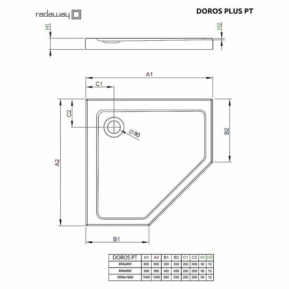 Душевой поддон Radaway Doros Plus PT SDRPTP1010-01 100x100 белый