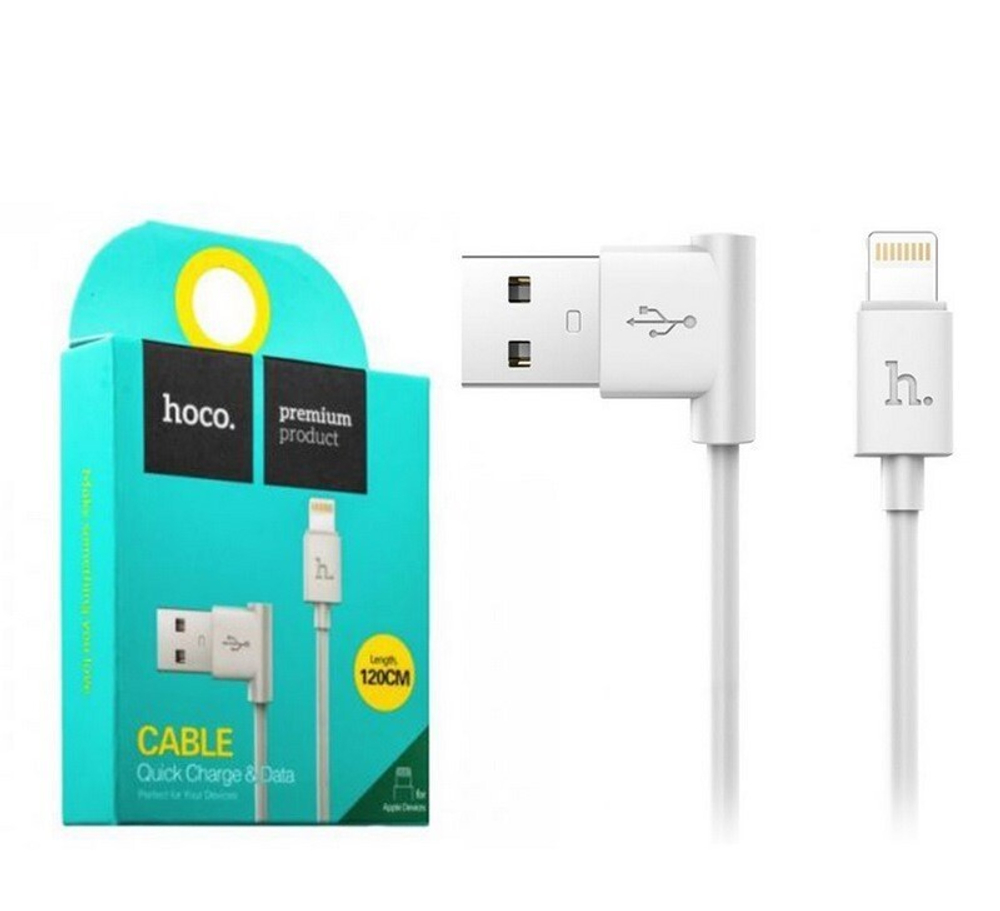 Кабель USB - Lightning HOCO UPL11 L Shape (белый) 1м