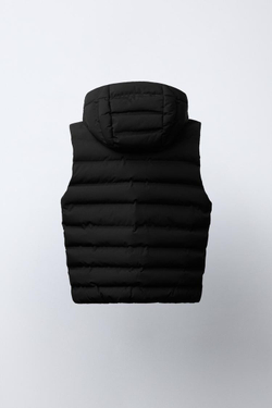 ZARA ОЧЕНЬ ЛЕГКИЙ ЖИЛЕТ WATER REPELLENT С КАПЮШОНОМ, ЧЕРНЫЙ