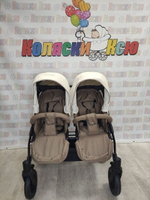 Коляска модульная для двойни Riko Basic Saxo 03 бежевый-коричневый
