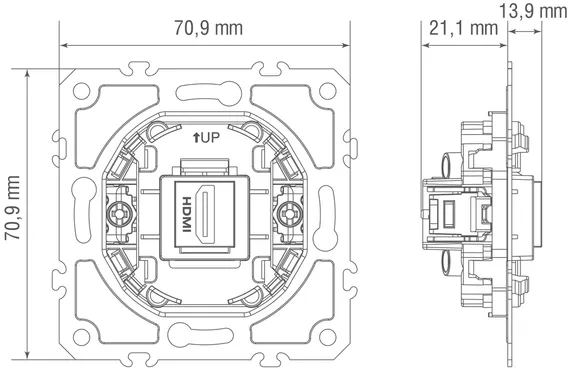 Donel D16 Механизм HDMI 2.0a, разъем Type A 180° 4K Full HD @ 60 Hz 3D, HDR