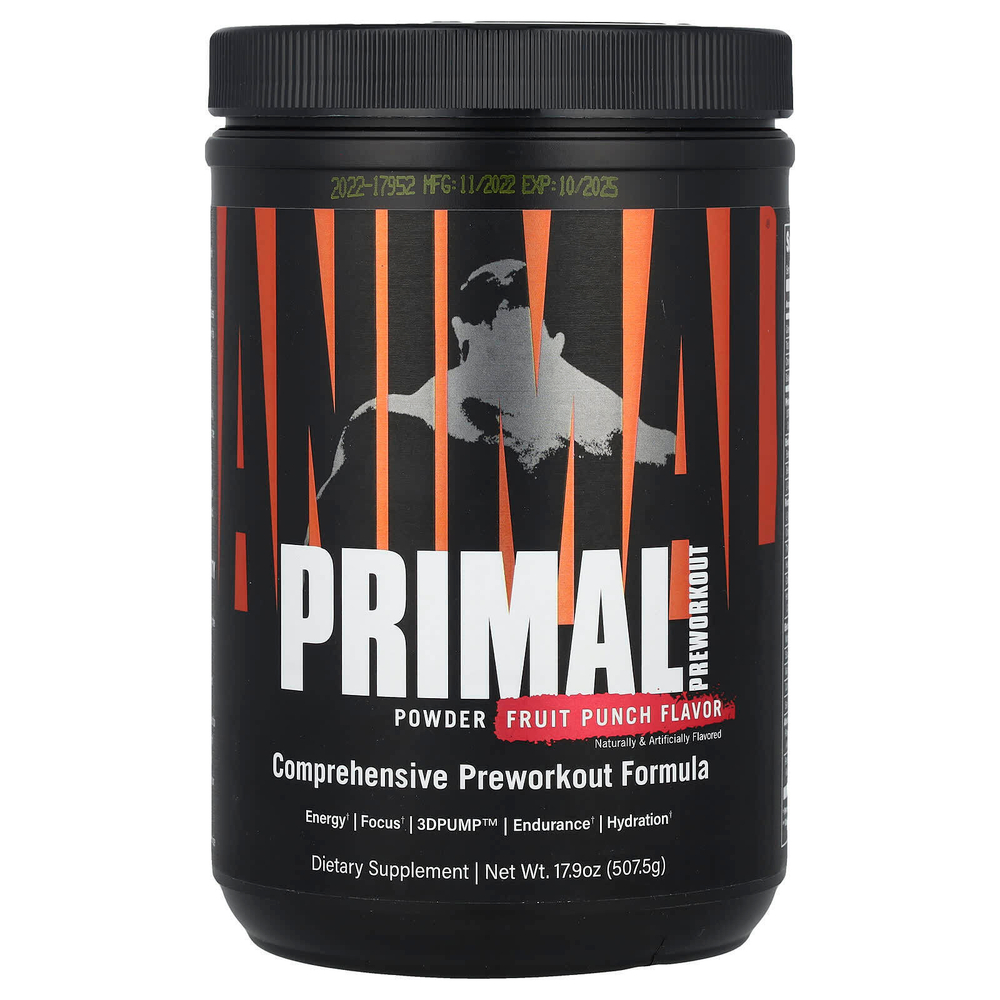 Animal, Primal предтренировочный порошок, фруктовый пунш, 507,5 г (17,9 унции)