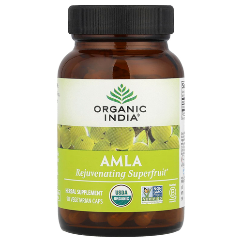 Organic India, Амла, 90 вегетарианских капсул (500 мг на капсулу)