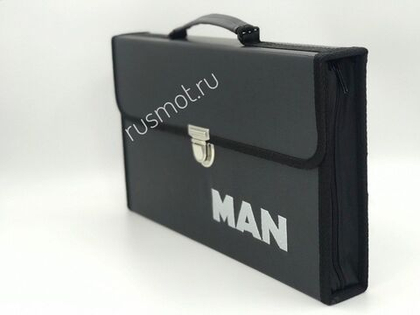 Папка для водителей черная с логотипом вышивка MAN кожа