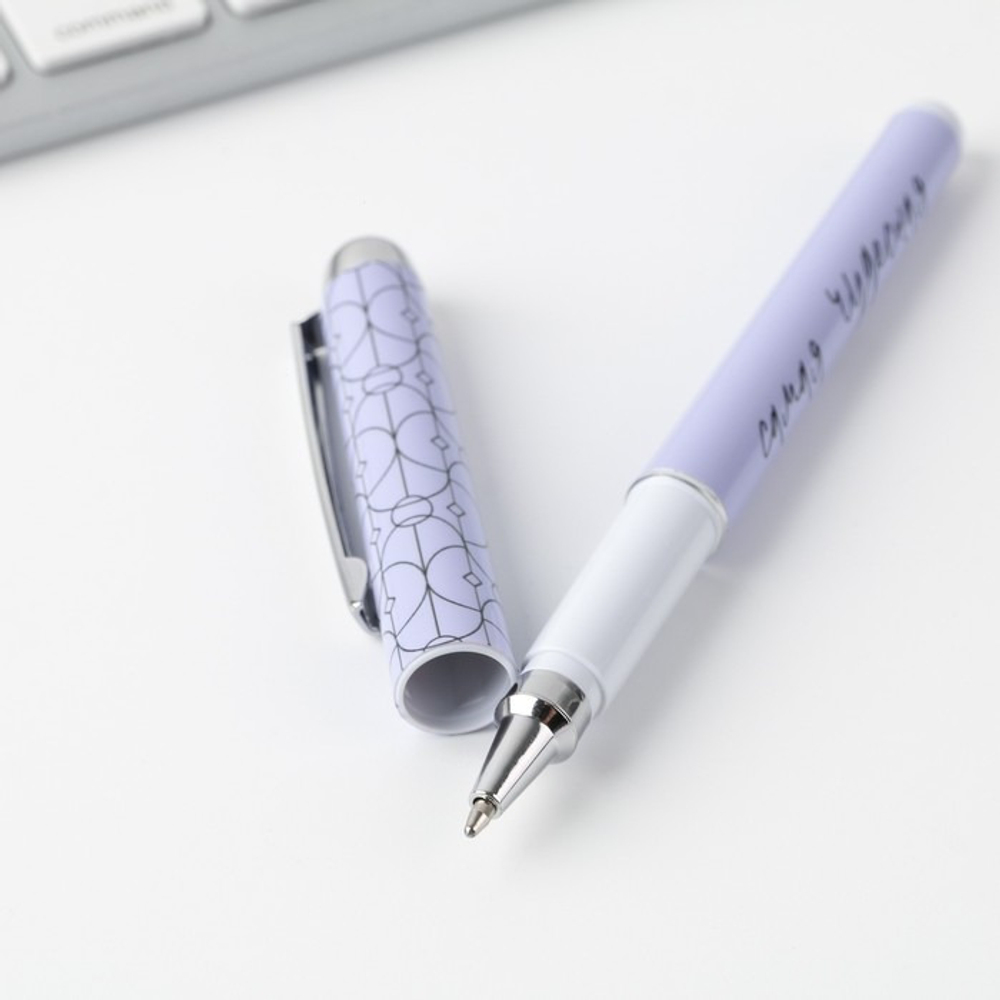 Ручка шариковая, синяя паста, 1.0 мм, пластиковый корпус в открытке «С 8 марта» (7106363)