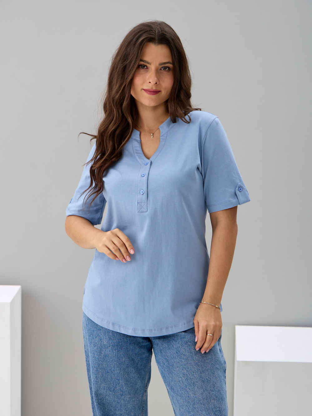 Блузка БЛ-122/голубой