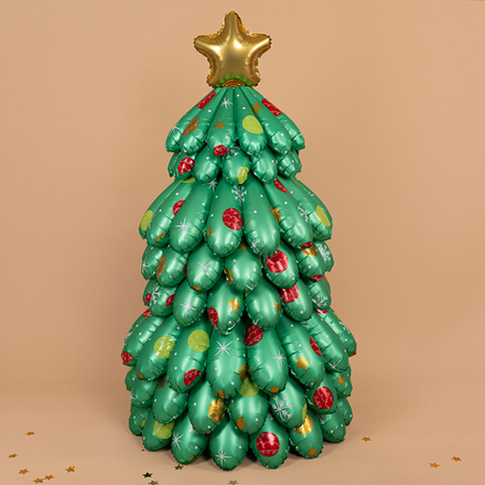 Шар 3D (51''/130 см) Фигура, Новогодняя елка, Кремовый, Сатин, 1 шт. в уп.