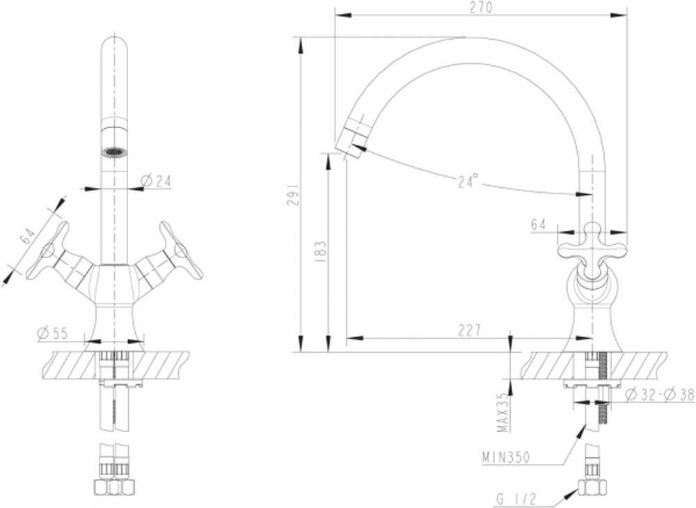 Смеситель для кухни Bravat Summer Rain