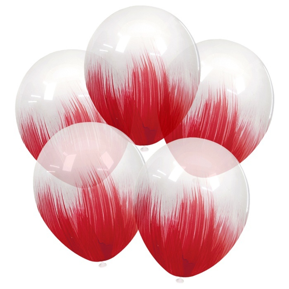 Воздушные шары Орбиталь с рисунком Красный браш, 5 шт. размер 12" #811003