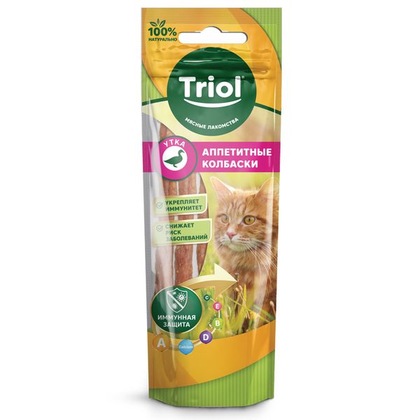 Лакомство Triol для кошек «Аппетитные колбаски из утки», 40г