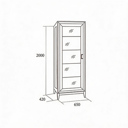 МОДЕНА Шкаф-витрина 1-дв. (ДУБ САТИН)