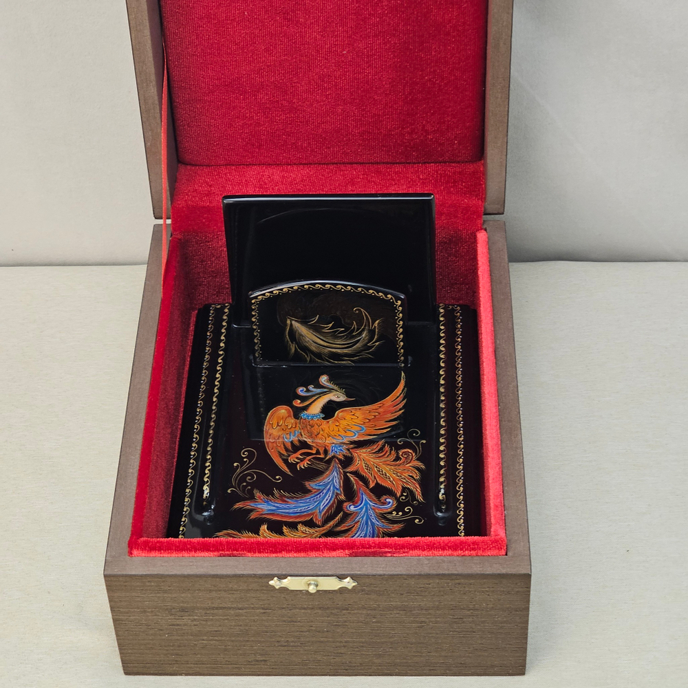 Подставка для блока для записей  ручной росписью Палех "Жар-птица"