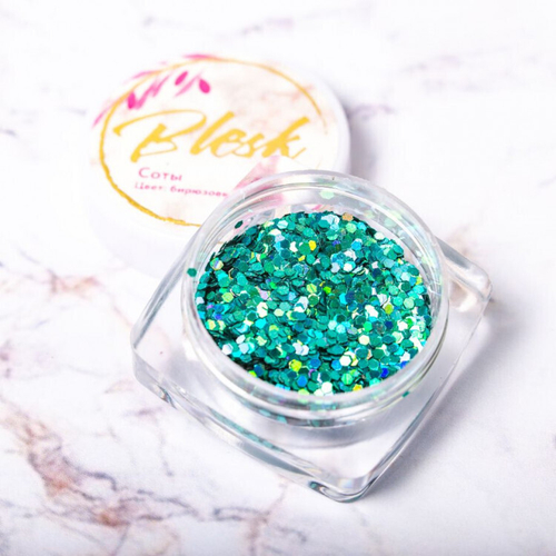 Blesk, Дизайн для ногтей "Соты", цвет бирюзовый