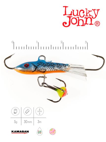 Балансир Lucky John CLASSIC 3 с тр. 30мм/45H блистер