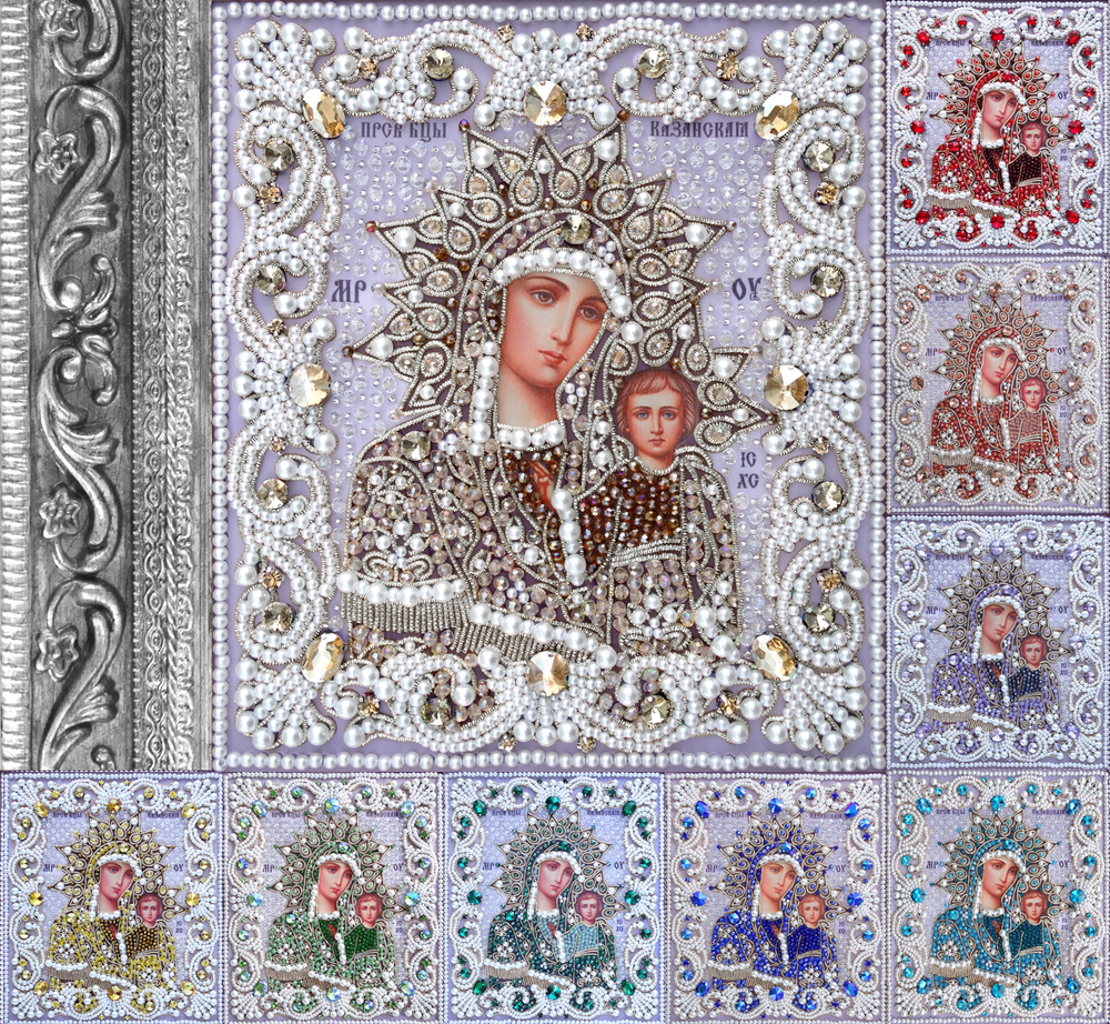 Принт-ЖС5 Ткань с нанесенной авторской схемой Богородица Казанская