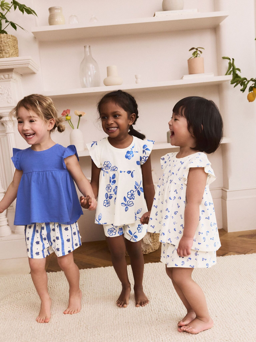 Пижама для девочки Next AC0-799, 3 шт., Молочный, Синий