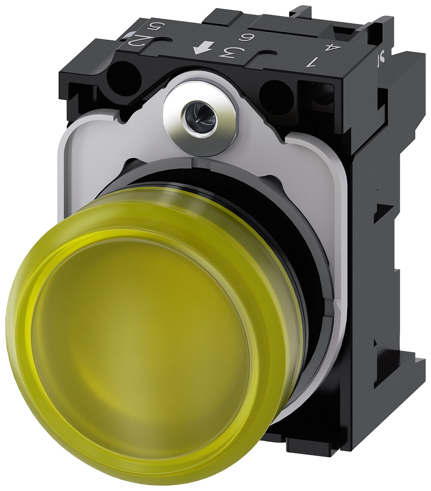 Световой индикатор, 22mm, круглый, жёлтый матовый рассеиватель, SIEMENS 3SU1106-6AA30-1AA0
