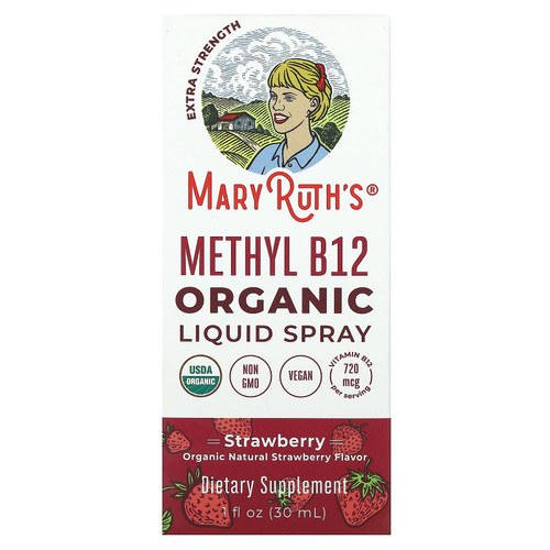 MaryRuth's, органический метилкобаламин, жидкий спрей, со вкусом клубники, 720 мкг, 30 мл (1 жидк. унция)