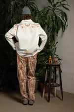 Купить Рубашка Soeurs с Осенними Аппликациями / Fall Applique Long Sleeve белая Рубашка Soeurs с Осенними Аппликациями / Fall Applique Long Sleeve белая