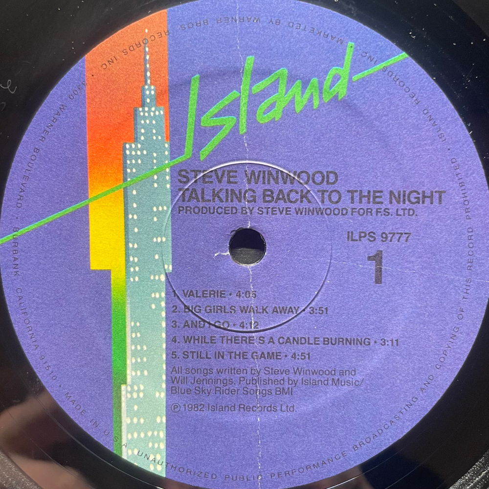 Steve Winwood ‎– Talking Back To The Night (США 1982г.)